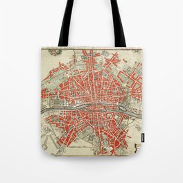 Vintage Map of Paris, France - Historic, Antique, Old World Parchment Tote Bag