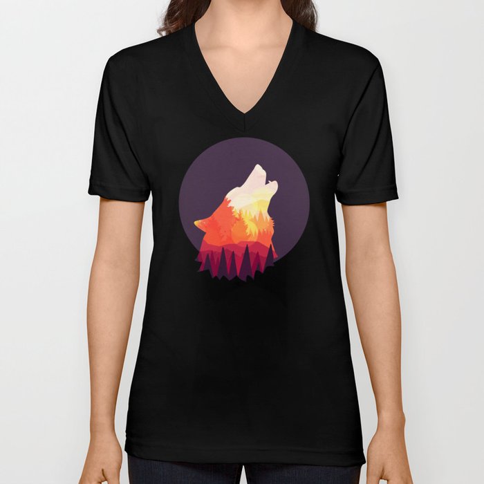 Vintage Realistic Wolf - Realistic Wolf Animal V Neck T Shirt