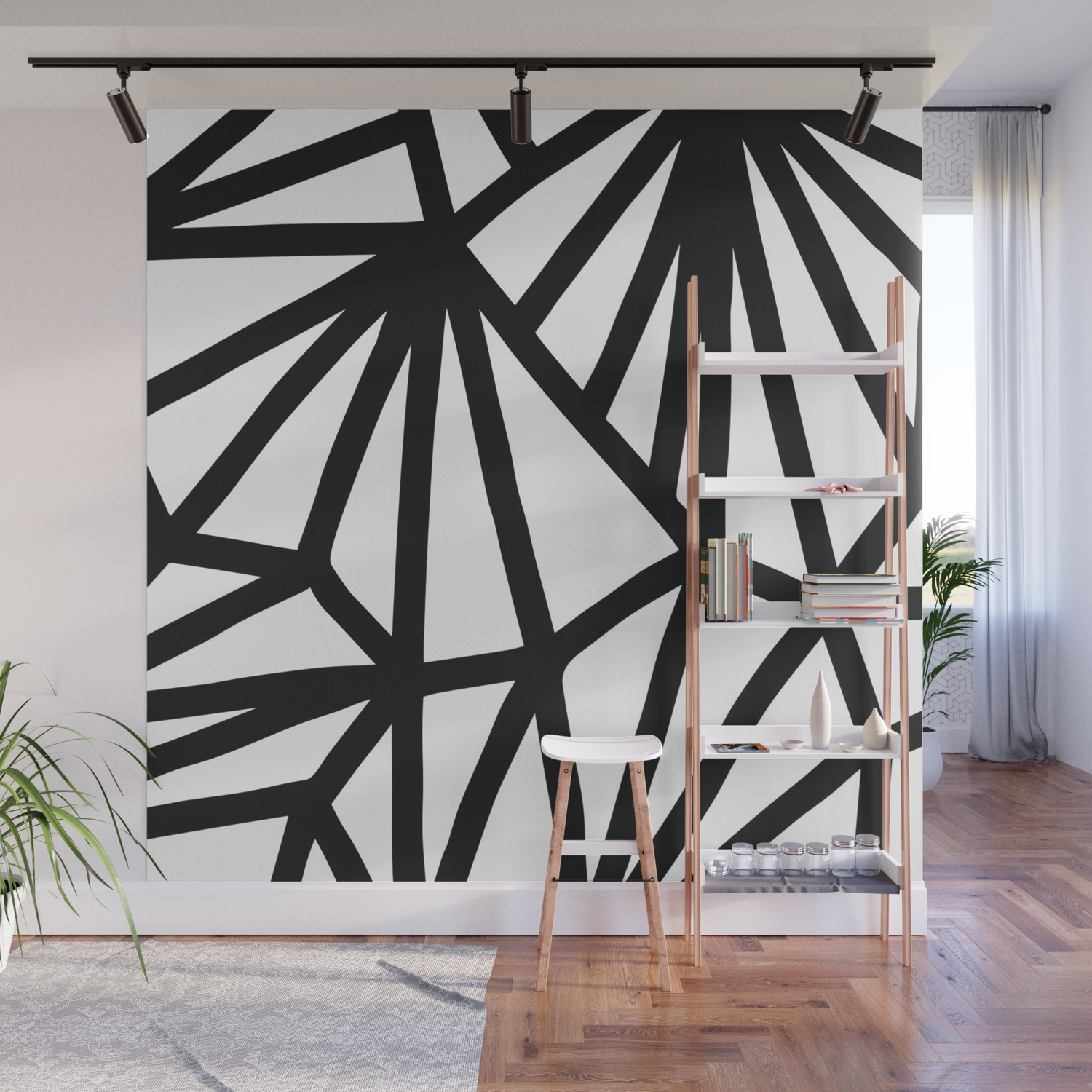 Modern Black And White Geometric Pattern Abstractart Decor Wall