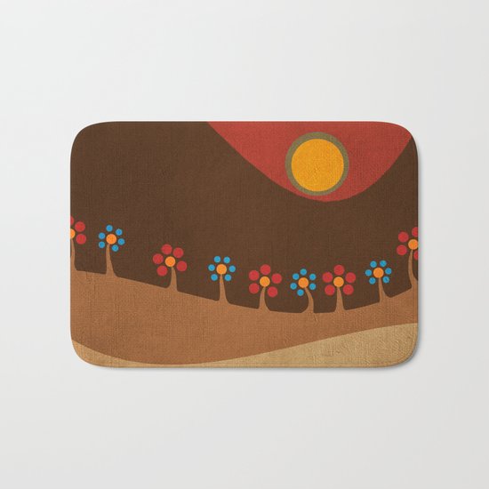 Circular landscape & flowers Bath Mat