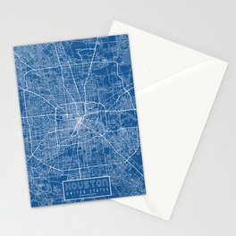 Houston City Map of Texas, USA - Blueprint Stationery Card