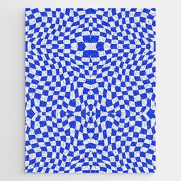 Blue and white checker symmetrical pattern Jigsaw Puzzle