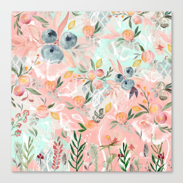 Abstract Painting Of Flowers And Plants Canvas Print By Mmartabc
