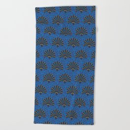 Forget Deco, fans and forget me nots, dark Beach Towel