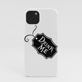 "Drink Me" Alice in Wonderland styled Bottle Tag Design in Black & White iPhone Case