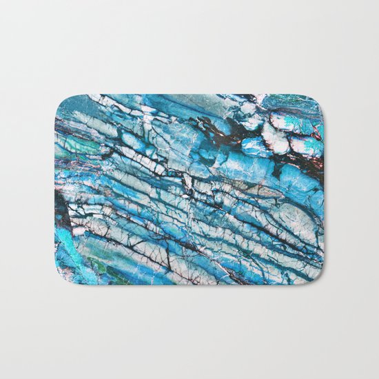 Blue Marble with Black Bath Mat