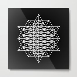White star tetrahedron Metal Print | Line, Black And White, Star, Triangle, Platonicsolids, Metaphysics, Universe, Graphicdesign, Hexagon, Startetrahedron 