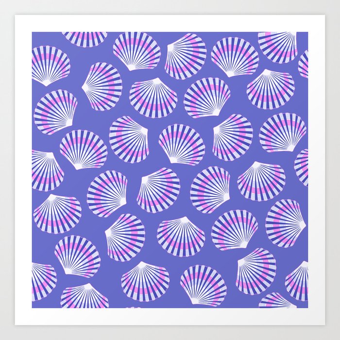 Purple Sea Scallop Shell Pattern Art Print