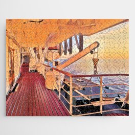 Crossinng the sea by ship  - Artistic illustration design Jigsaw Puzzle