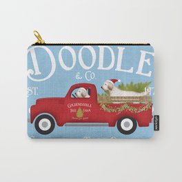 Doodle Goldendoodle Dog Red vintage truck Christmas Tree Farm  Carry-All Pouch