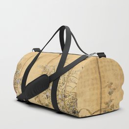 Japanese Edo Period Six-Panel Gold Leaf Screen - Spring and Autumn Flowers Duffle Bag