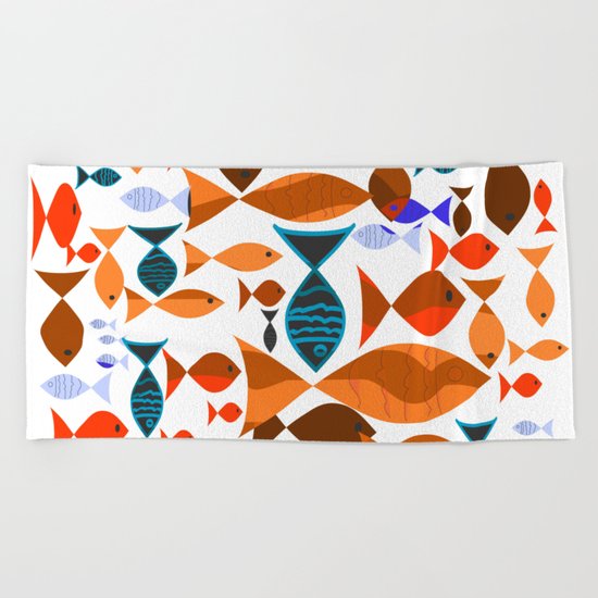 Red Fishes Beach Towel