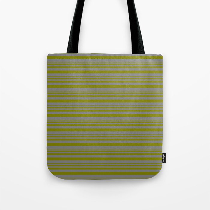 Green & Gray Colored Striped/Lined Pattern Tote Bag