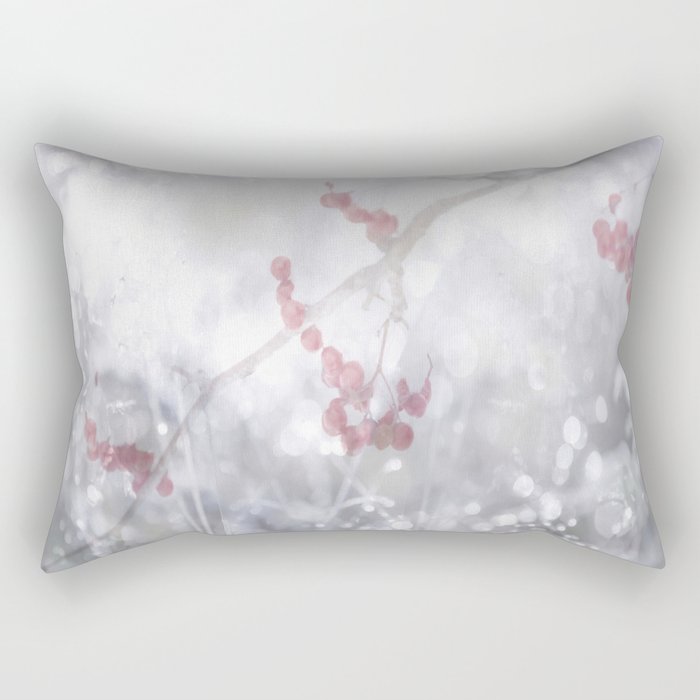 Winter Scene Rowan Berries With Snow And Bokeh  Rectangular Pillow