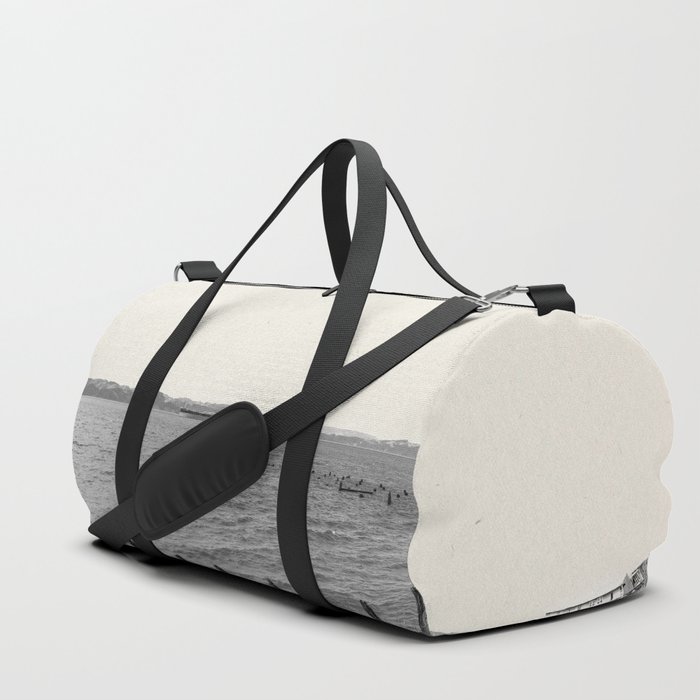 Astoria Oregon | Black and White Panoramic Photography Duffle Bag