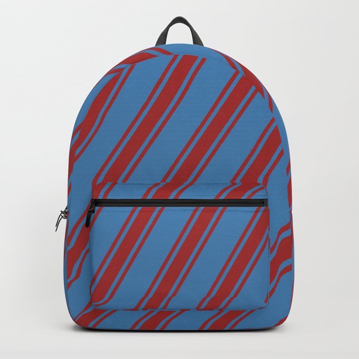 Blue & Brown Colored Striped Pattern Backpack