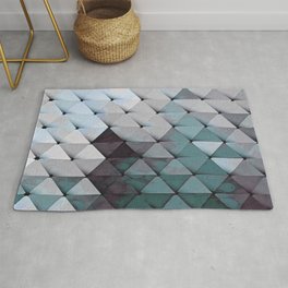 Painted Rainbow Triangles Pale Grays Blues Teal Area & Throw Rug