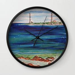 Thatcher island lighthouses on a peaceful day Wall Clock