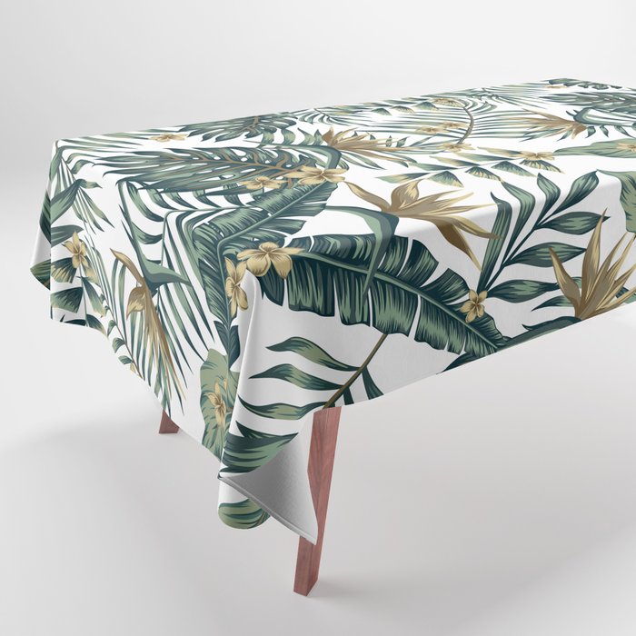 Forest Green Tropical rainforest of white Tablecloth by Aiko Tsui ...