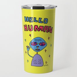Alien Travel Mug | Illustration, Yellow, Funny, Drawing, Comic, Cute, Character, Alien, Space, Neon 