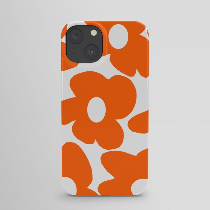 Orange Retro Flowers White Background #decor #society6 #buyart iPhone Case
