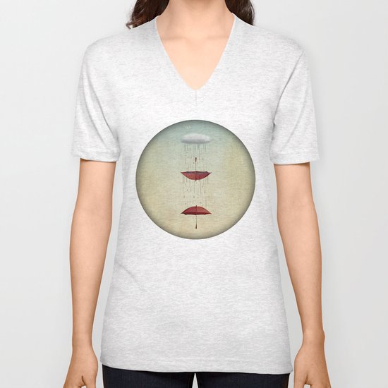 the umbrella runneth over and over Unisex V-Neck