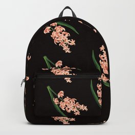 Peach Floral Toss in Black Backpack | Garden, Shabbychic, Floral, Blackfloral, Peachflower, Floralillustration, Peony, Graphicdesign, Vintagefloral, Chinoiserie 