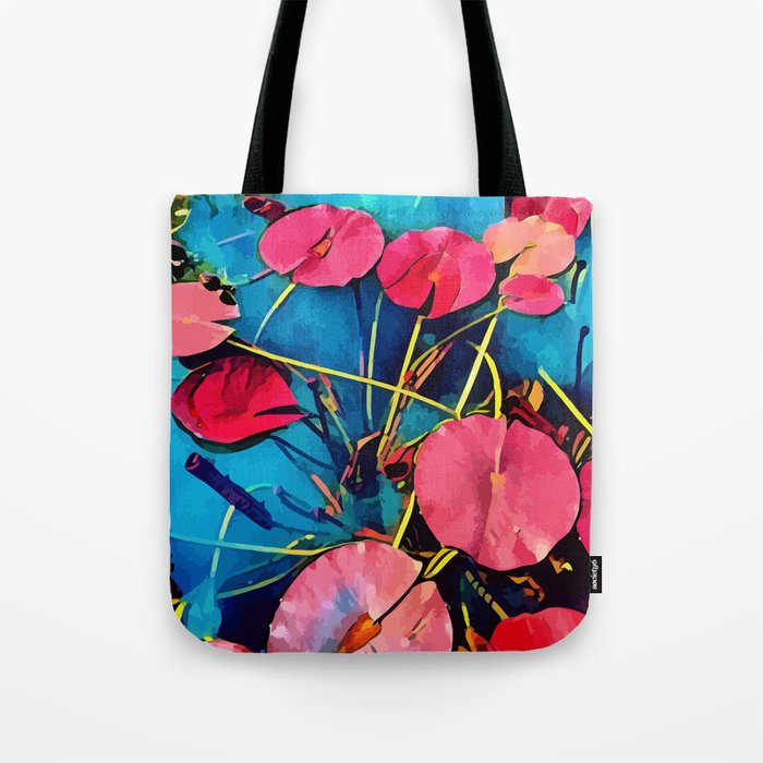 Water Flowers Pop Red and Blue Tote Bag by Emmanuel Signorino | Society6