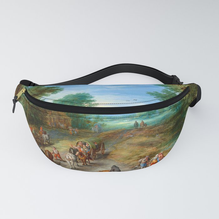 Wooded Landscape with Travelers, 1610 by Jan Brueghel the Elder Fanny Pack
