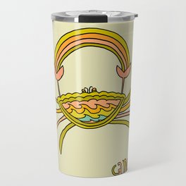 cancer the crab caring and good vibes retro zodiac art by surfy birdy Travel Mug