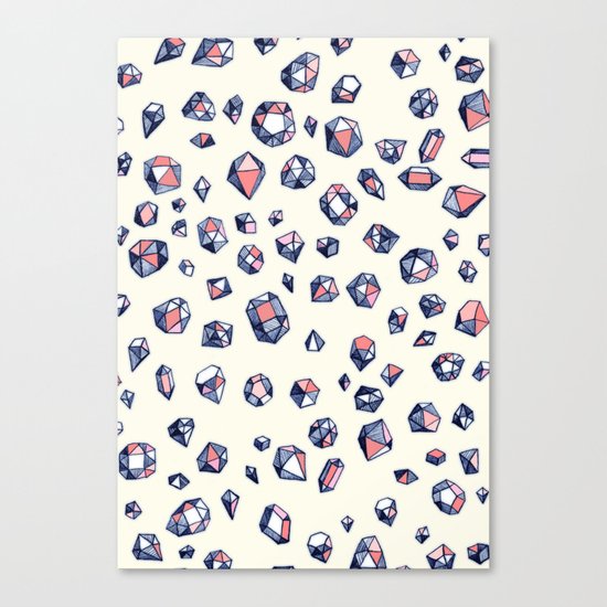 Navy & Coral Crystals Canvas Print