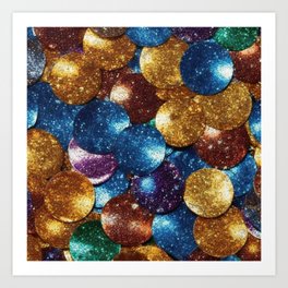 Colorful and Glittery Ball Pattern Art Print
