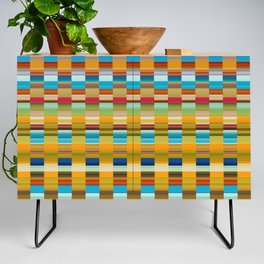 Modern Colorful Check Grid Pattern Credenza