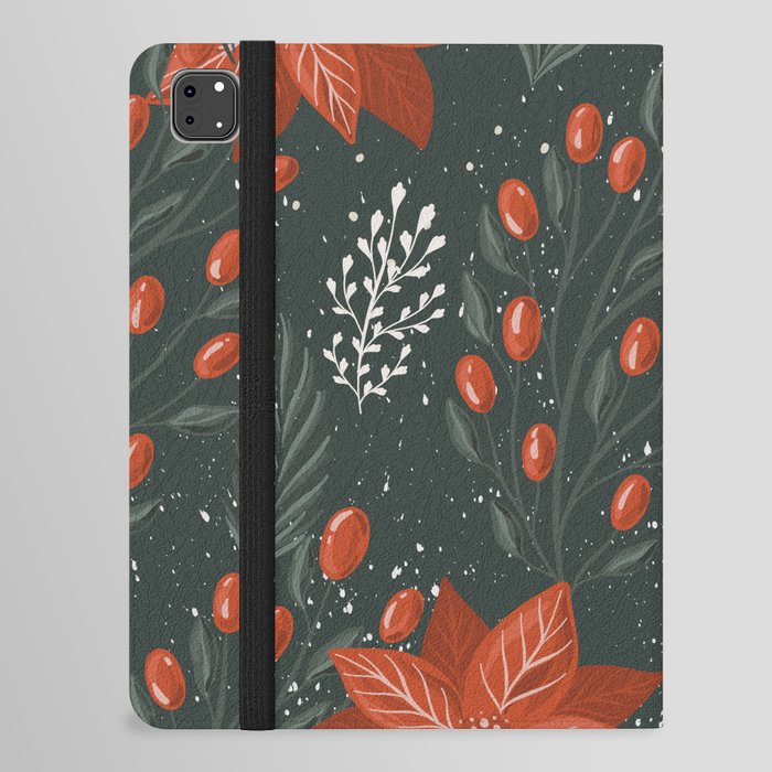 Ponsietta And Red Winter Berries iPad Folio Case