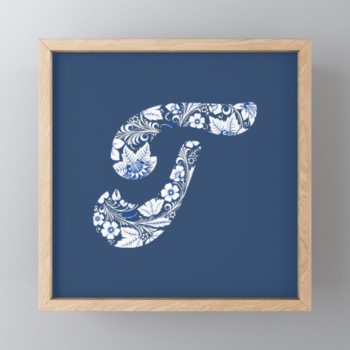 Chinese Element Blue - T Framed Mini Art Print