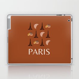 Paris Eiffel Tower Retro Modern Art Decor Illustration Boho Brown Chocolate Tones Laptop Skin