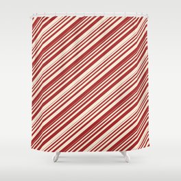[ Thumbnail: Brown & Beige Colored Lined Pattern Shower Curtain ]