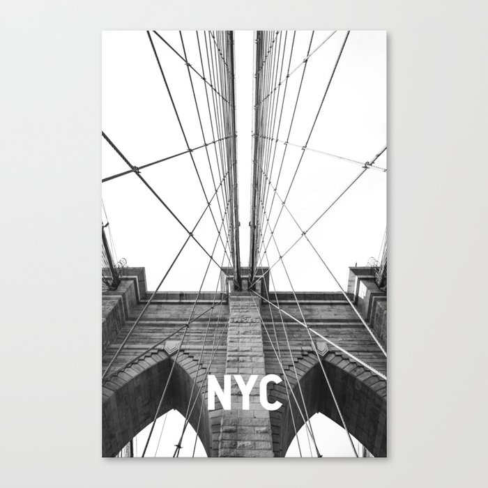 Brooklyn Bridge NYC | Black and White Photography | Minimalist Canvas Print