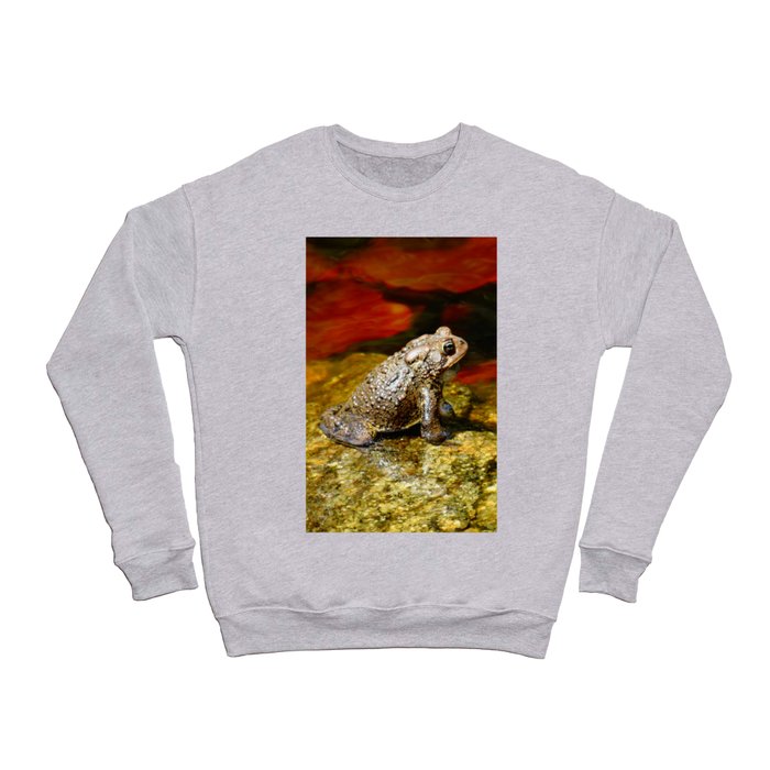 Golden toad with red lily pads Crewneck Sweatshirt