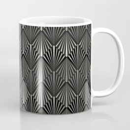 Facing Suns - Silver and Black - Classic Vintage Art Deco Pattern Mug
