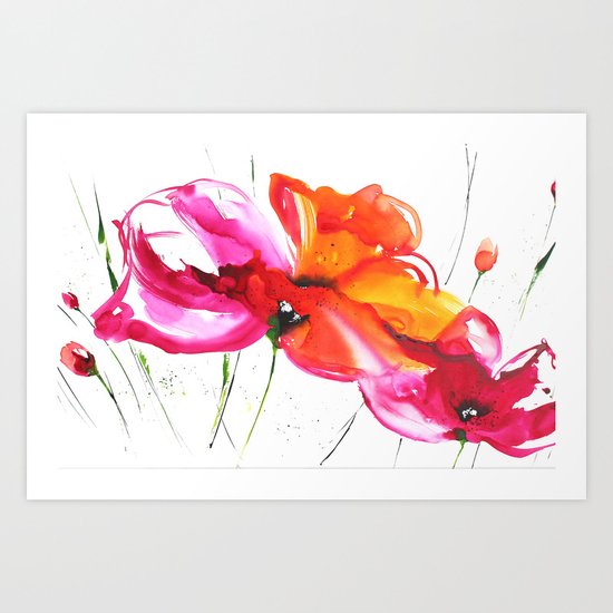 Abstract flower colorful painting Art Print