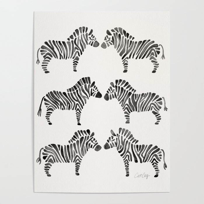 Zebras – Black & White Palette Poster