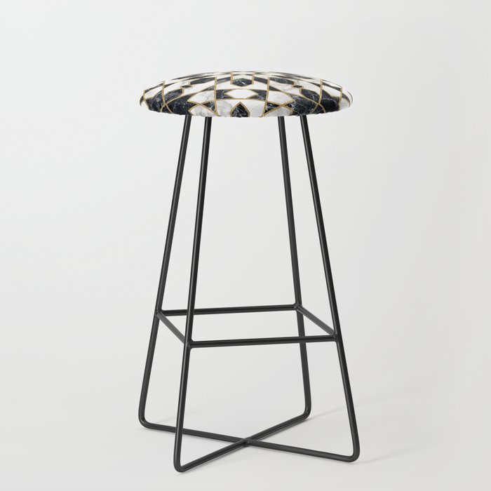 Black and white marble Moroccan mosaic Bar Stool