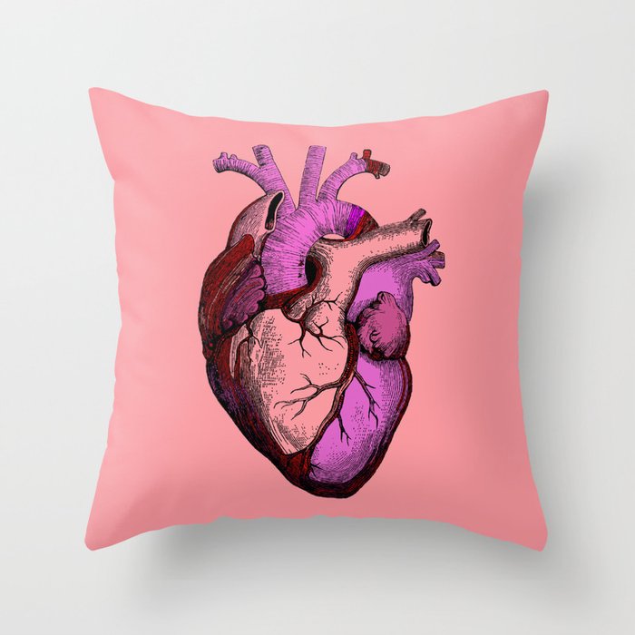 Valentine Anatomy Heart Throw Pillow