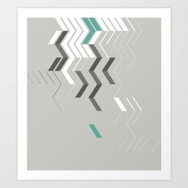 Deconstructed Chevron B – Gray / Teal Abstract Pattern Art Print