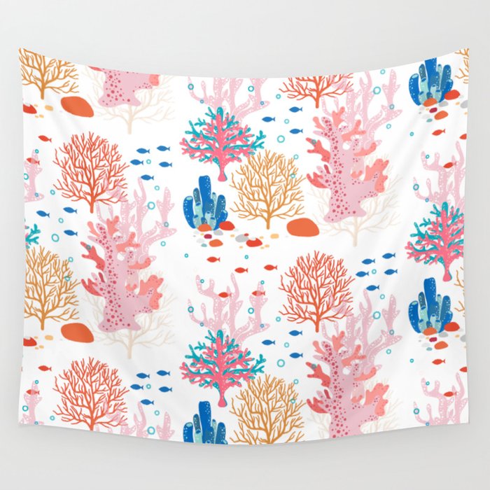 Corals and Fish in a Reef Wall Tapestry