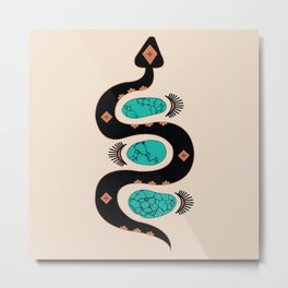 Southwestern Slither in Black Metal Print | Curated, Southwesternjewelry, Western, Geometric, Graphicdesign, Turquoisejewelry, Westernhome, Blackandwhite, Westernart, Snakedrawing 