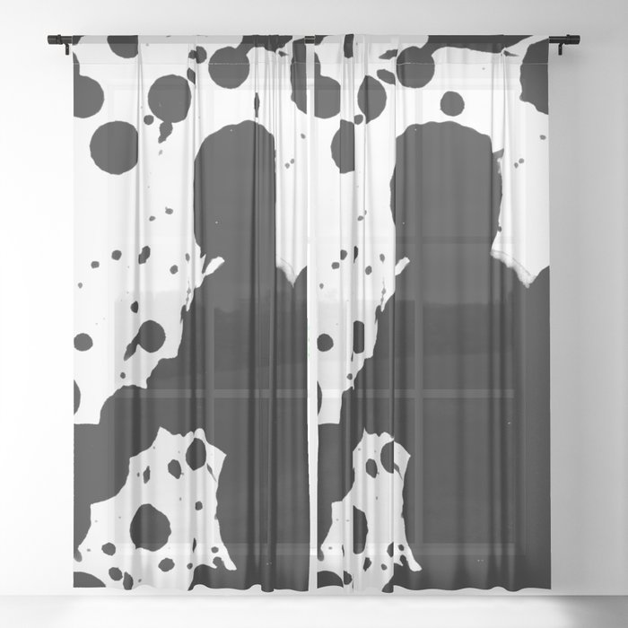 Ink droplets on paper background.  Sheer Curtain