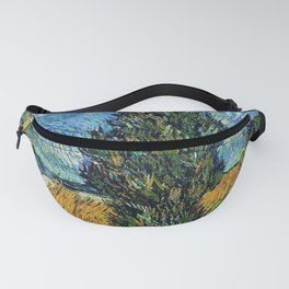 Road with Cypress and Star by Vincent van Gogh Fanny Pack