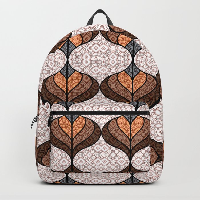 Designer Ogee Line Art Illustration in Rustic Hues Backpack